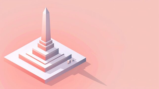 Minimalist isometric illustration of a tall obelisk on a square base with steps.