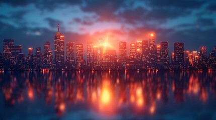 Naklejka premium Cityscape with Blurred Background Generative AI