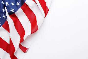 independence day concept banner, flags of the USA, in the middle white space for text