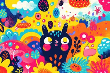 a colorful fruit pattern with a smile on it, a colorful pattern of fruits and vegetables, Happy and cute vector design with lively colors and delightful imagery