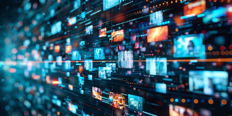 Obraz premium Concept of digital contents Social networking with technology background