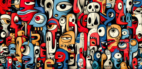 Fototapeta premium Abstract Contemporary Art A Vibrant and Dynamic Composition Featuring Bold Geometric Shapes and Rich Colors, Perfectly Capturing Modern Artistic Expression and Creativity for an Eye-Catching Visual