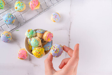 Sweet colorful glazed donuts holes dessert