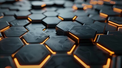 Obraz premium Hexagonal abstract metal background with light