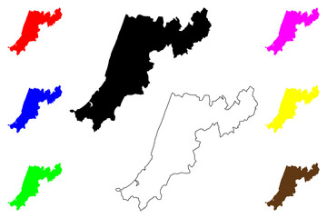 Leiria District (Portuguese Republic, Portugal) map vector illustration, scribble sketch Leiria map