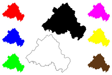 Portalegre District (Portuguese Republic, Portugal) map vector illustration, scribble sketch Portalegre map