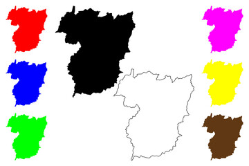 Vila Real District (Portuguese Republic, Portugal) map vector illustration, scribble sketch Vila Real map