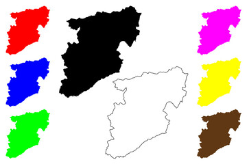 Viseu District (Portuguese Republic, Portugal) map vector illustration, scribble sketch Viseu map