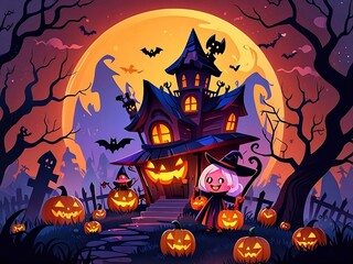 3D Halloween include Pumpkins, Witches, Ghosts, Haunted House, Dark Foggy Landscape, Creepy Forest, Horror Decorations, Festive Party, Colorful Costumes, Cute Whimsical Characters, Family-Friendly