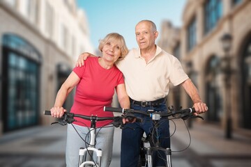 Obraz premium Happy adult couple walking outdoor.