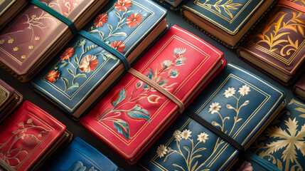 Colorful Leather Notebooks with Ornate Designs