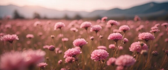 Beautiful pink meadow flowers Nature concept background Selective focus.