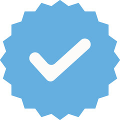 blue verified check mark icon illustration