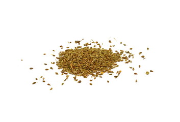 Pile of of dried anise seed (aniseed) isolated on white background. 