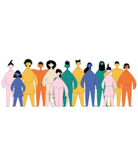 Flat Art Style Of 13 People Showing Diversity and Equality