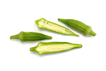 fresh okra isolated on a white background