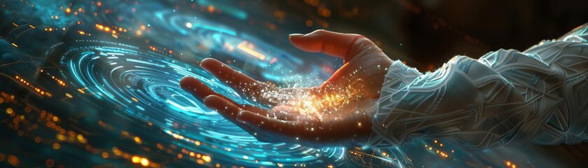 hand touches metaverse, conceptual digital transformation for next generation technology era
