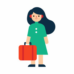 Girl traveling with a suitcase illustration
