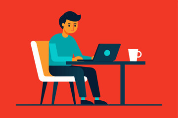 Freelancer man working time illustration