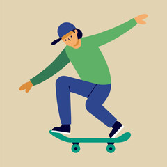 Fototapeta premium Skateboarding man illustration