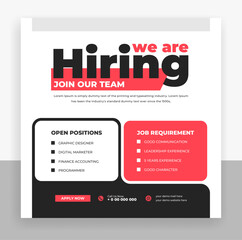 We are hiring job vacancy social media post design template