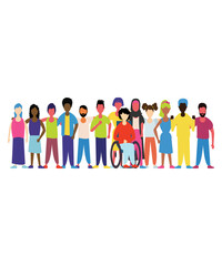 Flat Art Style Of 13 People Showing Diversity Equality And Inclusion