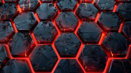 Abstract futuristic black and red hexagon background illustration