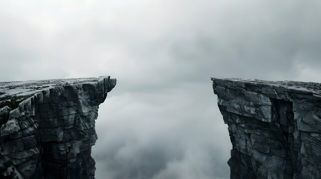 An image of a broken virtual bridge between two cliffs, representing the disruption in peertopeer networking