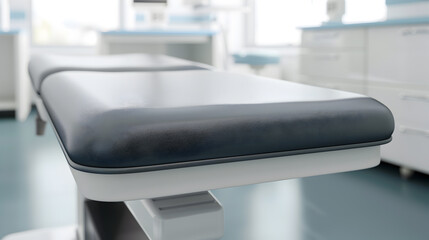 Fototapeta premium Interior of a hospital. Medical examination table texture, patient care background