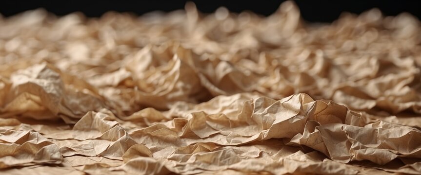 Crumpled craft paper texture close up Abstract background Flat lay Top view.