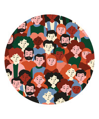 Flat Art Style Vector Crowd Of People In Different Races And Diversity
