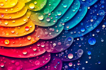 Obraz premium A rainbow with drops of water on it.