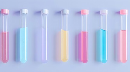 Pastel Colored Test Tubes, Laboratory Equipment, Scientific Experiment, Minimalist Design, Modern Art, Science Concept