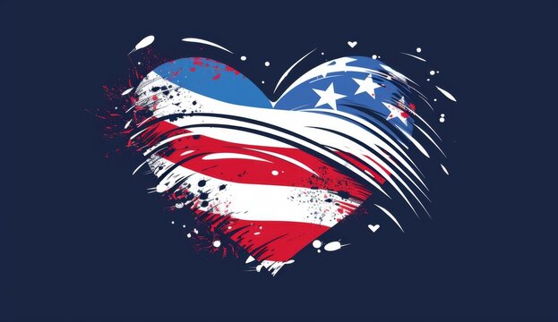 Minimalist Style Logo with Text "FLAG" and American National Flag with White Stripes, Red and Blue Color Theme in Vector Graphics Flat Design