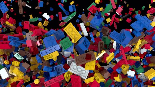Dynamic Colored Building block transition 7 from down to up.