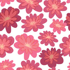 Abstract peony flowers seamless pattern. Floral ornament in simple style. Vector botanical design.