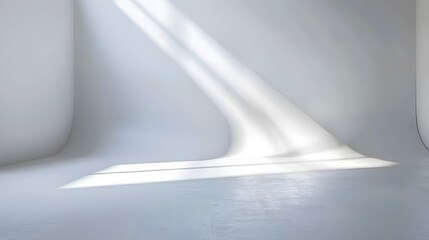 Empty white room with lights and shadows of window mock up