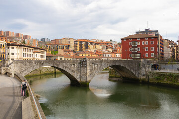 San Antón Bridge medievil  in the centre of Bilbao.  It spans the Estuary of Bilbao, linking the neighborhoods of Bilbao La Vieja and Casco Viejo. It is the oldest bridge in the city built in 1871.