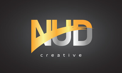 NUD Creative letter logo Desing with cutted letter