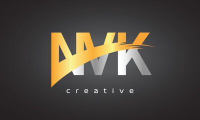 NVK Creative letter logo Desing with cutted letter