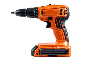 Bright orange cordless power drill with black accents, ideal for home improvement, construction, and DIY projects.