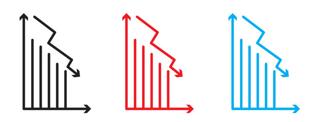 Decline Chart Icon Illustrating Decrease in Performance, Economic Downturn, and Analytical Data