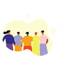 Minimalist Flat Style Art Of 5 People Vectors