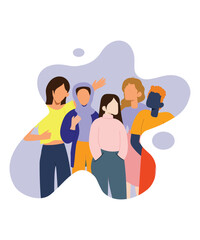 Minimalist Flat Style Art Of 5 Diverse People Vectors Showing Inclusion