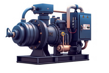 High-quality industrial compressor with blue casing, showing intricate details and components used in various machinery operations.
