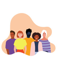Minimalistic Flat Style Art Of 5 Diverse People Vectors Showing Inclusion