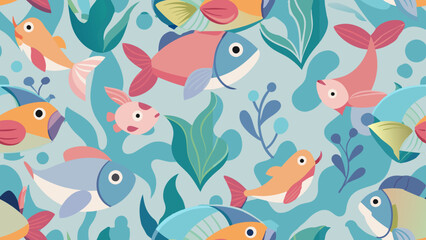 The image shows a bright and colorful pattern, reminiscent of a tropical or marine theme.