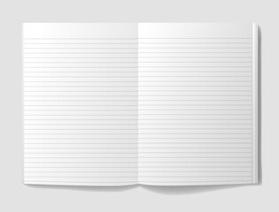 rulled  white realistic notebook with shadow