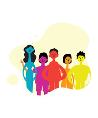 Minimalistic Flat Style Art Of 5 People Vectors Showing Diversity And Inclusion