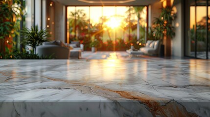 Minimalist Desk with Marble Surface Generative AI